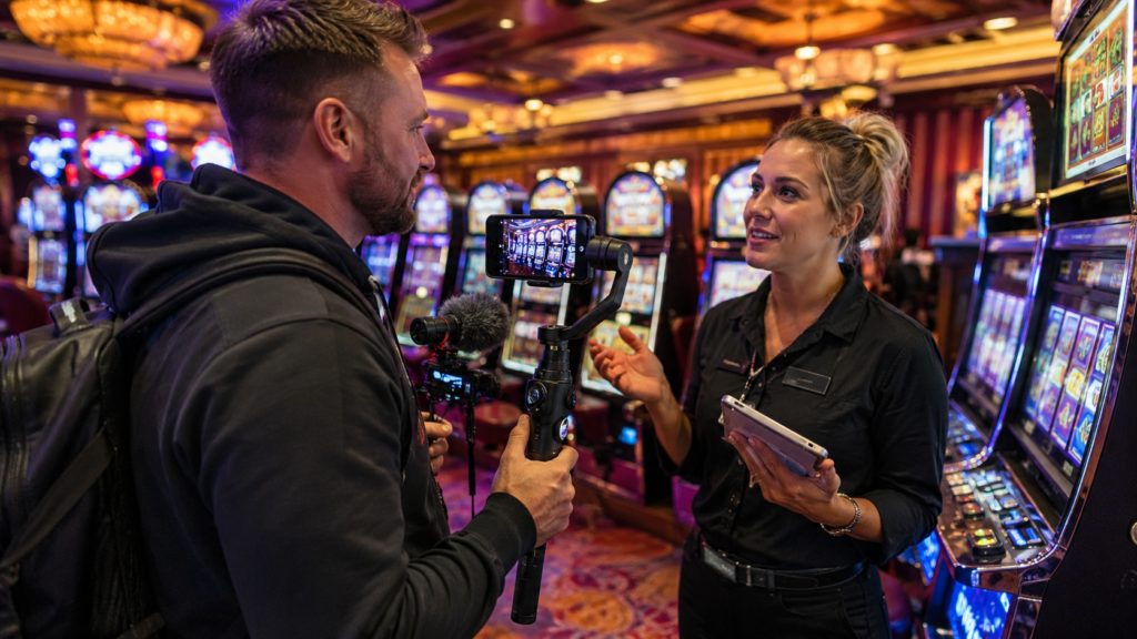 Slot influencer obtaining permission to film casino content