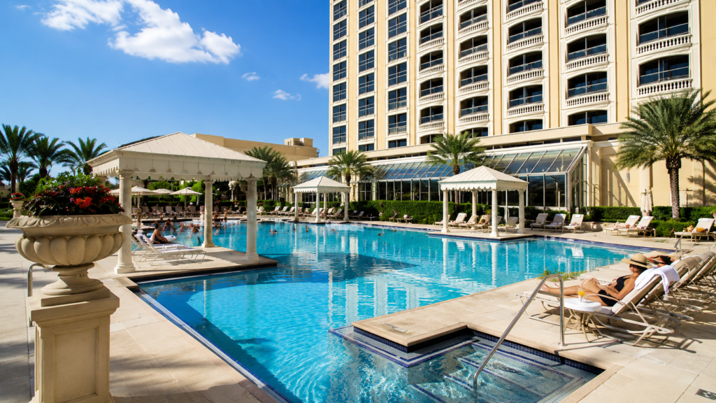 Outdoor resort pool at Beau Rivage Resort and Casino Biloxi Mississippi