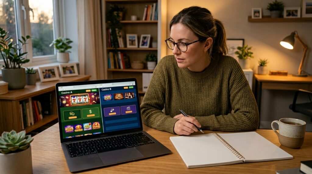 Comparing sweepstakes casino sites and free token offers.
