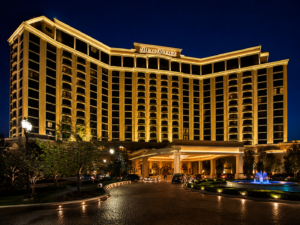 Beau Rivage resort entrance at night