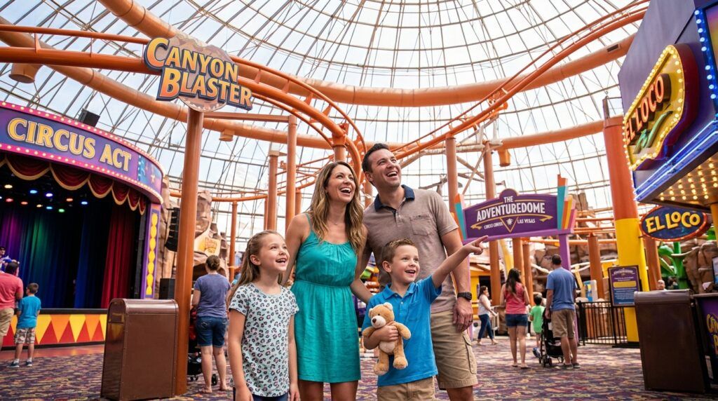 Family at an indoor amusement park